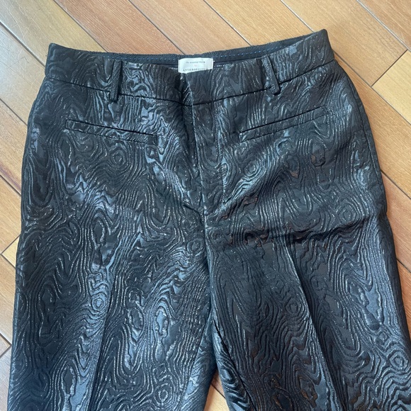 Anthropologie The Essential Slim Textured Black Pants Tall Size 10 - Picture 5 of 15
